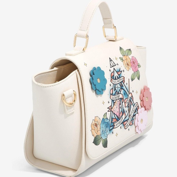 Bioworld‎ Harry Potter Deathly Hallows Logo Floral Handbag Box Lunch Exclusive - Picture 2 of 5